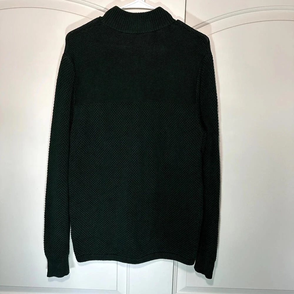 J.Crew Men's Textured‎ Cotton Henley Sweater Green Preppy Heritage Knit M